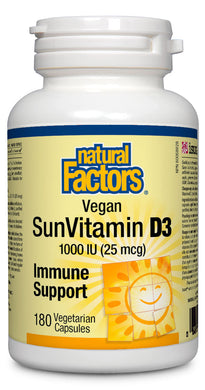 NATURAL FACTORS Vegan SunVitamin D3 (1000 IU - 180 veg caps)