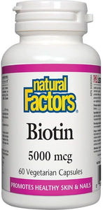 NATURAL FACTORS Biotin (5,000 mcg - 60 veg caps)