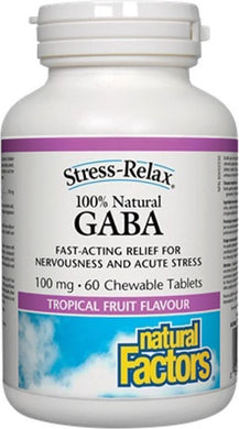 NATURAL FACTORS STRESS RELAX Gaba (100% Natural - 100 mg - 60 Chewables)
