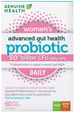 GENUINE HEALTH Advanced Gut Health Probiotic Women's Daily (50 Billion CFU - 60 caps)