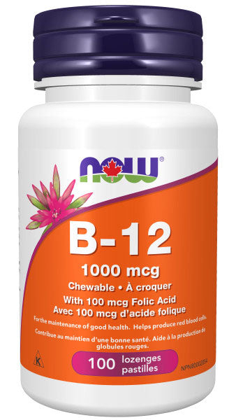 NOW Vitamin B12 1000mcg + Folic Acic (100 Lozenges)