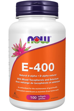 NOW E-400 (with Mixed Tocopherols & Selenium - 100 Softgels)